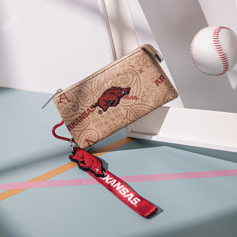 NC-AFU013KH  University of Arkansas Razorbacks Wallet/Wristlet - Khaki
