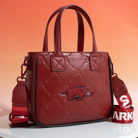 NC-AFU014BDY  University of Arkansas Razorbacks Tote/Crossbody Bag - Burgundy