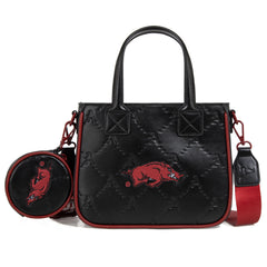 NC-AFU014BK  University of Arkansas Razorbacks Tote/Crossbody Bag - Black