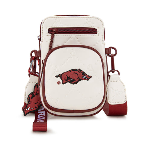 NC-AFU015BG  University of Arkansas Razorbacks Crossbody Bag - Beige