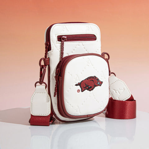 NC-AFU015BG  University of Arkansas Razorbacks Crossbody Bag - Beige