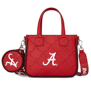 NC-AL014RD University of Alabama Crimson Tide Embossed Tote Bag with Coin Pouch - Red