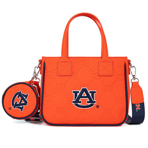NC-AU014OR Auburn University Tigers Embossed Tote Bag with Coin Pouch - Orange