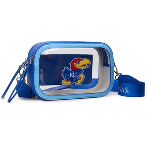 NC-KU016BL University of Kansas Jayhawks Stadium Clear Crossbody Bag - Blue