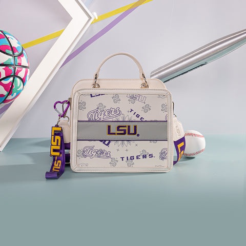 NC-LSU004BG Louisiana State University Fighting Tigers Satchel/Crossbody Bag -Beige
