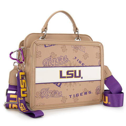 NC-LSU004KH Louisiana State University Fighting Tigers Satchel/Crossbody Bag -Khaki