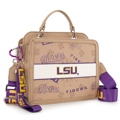 NC-LSU004KH Louisiana State University Fighting Tigers Satchel/Crossbody Bag -Khaki