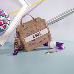NC-LSU004KH Louisiana State University Fighting Tigers Satchel/Crossbody Bag -Khaki