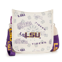 NC-LSU006BG  Louisiana State University Fighting Tigers Crossbody Bag -Beige