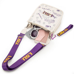 NC-LSU006BG  Louisiana State University Fighting Tigers Crossbody Bag -Beige