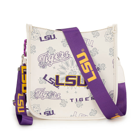 NC-LSU006BG  Louisiana State University Fighting Tigers Crossbody Bag -Beige