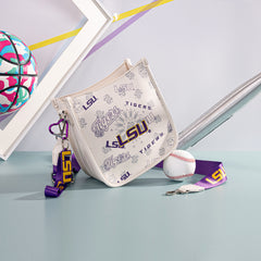NC-LSU006BG  Louisiana State University Fighting Tigers Crossbody Bag -Beige