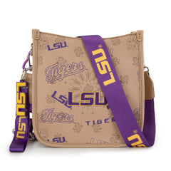 NC-LSU006KH   Louisiana State University Fighting Tigers Crossbody Bag -Khaki