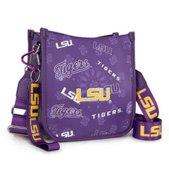 NC-LSU006PP   Louisiana State University Fighting Tigers Crossbody Bag -Purple