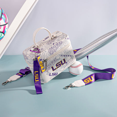 NC-LSU007BG    Louisiana State University Vanity Top Handle-Bag -Beige