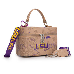 NC-LSU007KH    Louisiana State University Vanity Top Handle-Bag -Khaki
