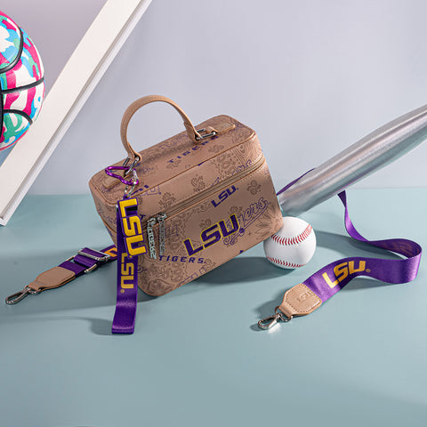 NC-LSU007KH    Louisiana State University Vanity Top Handle-Bag -Khaki