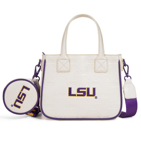 NC-LSU014BG Louisiana State University Fighting Tigers Tote/Crossbody Bag - Beige
