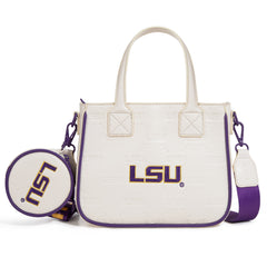 NC-LSU014BG Louisiana State University Fighting Tigers Tote/Crossbody Bag - Beige