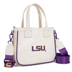 NC-LSU014BG Louisiana State University Fighting Tigers Tote/Crossbody Bag - Beige