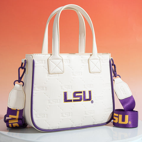 NC-LSU014BG Louisiana State University Fighting Tigers Tote/Crossbody Bag - Beige
