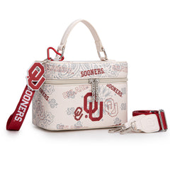 NC-OU007BG    University of Oklahoma Sooners  Vanity Top Handle-Bag -Beige