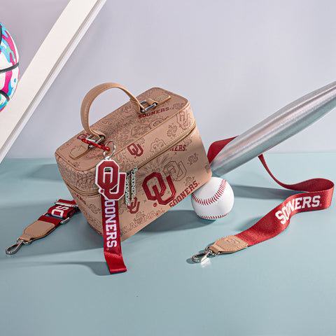 NC-OU007TN   University of Oklahoma Sooners  Vanity Top Handle-Bag -Tan