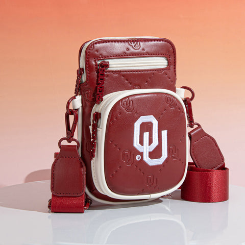NC-OU015BDY  University of Oklahoma Sooners Crossbody Bag -Burgundy