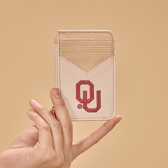 NC-OU021BG  University of Oklahoma Sooners Zip Card Case-Beige