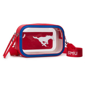 NC-SMU016BL Southern Methodist University Mustangs Stadium Clear Crossbody Bag - Blue