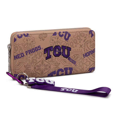 NC-TCU011KH  Texas Christian University Horned Frogs Wallet/Wristlet- Khaki