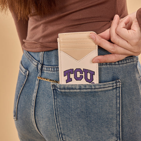 NC-TCU021BG  Texas Christian University Horned Frogs Zip Card Case-Beige