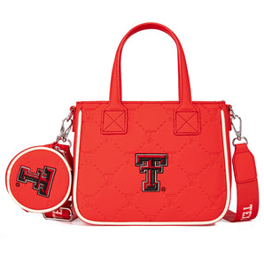 NC-TTU014RD Texas Tech University Red Raiders Embossed Tote Bag with Coin Pouch - Red