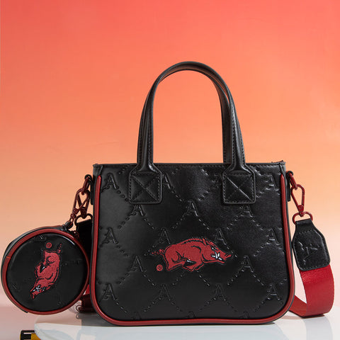 NC-AFU014BK  University of Arkansas Razorbacks Tote/Crossbody Bag - Black