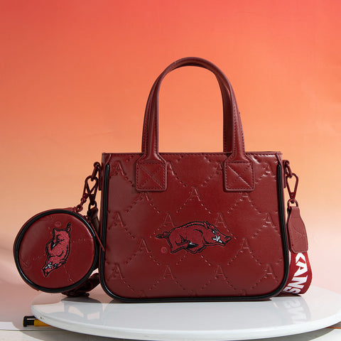 NC-AFU014BDY  University of Arkansas Razorbacks Tote/Crossbody Bag - Burgundy