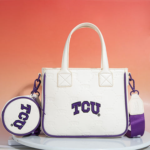 NC-TCU014BG  Texas Christian University Horned Frogs  Tote/Crossbody Bag -Beige