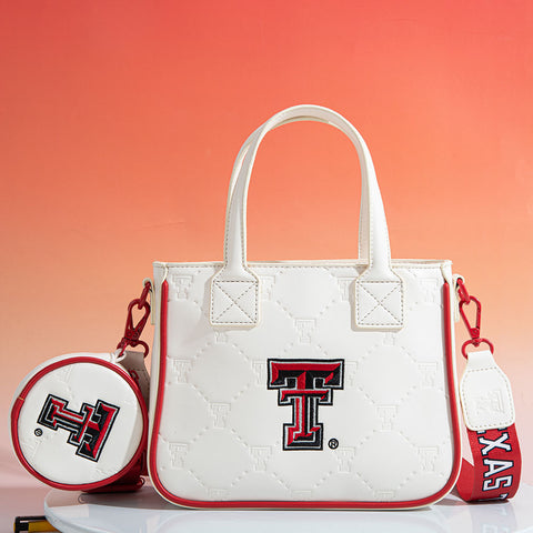 NC-TTU014BG   University of Texas Tech Red Raiders Tote/Crossbody Bag -Beige