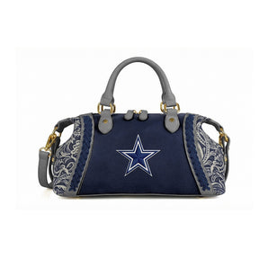 NFL-HB-DAL-003-M Dallas Cowboys Braided Trim Satchel Bag