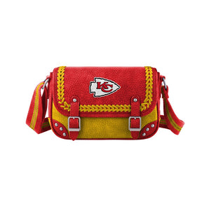 NFL-HB-KC-013-RD Kansas City Chiefs Braided Stitch Crossbody Satchel Bag - Red
