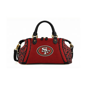 NFL-HB-SF-003-RD-M San Francisco 49ers Braided Trim Satchel Bag - Red