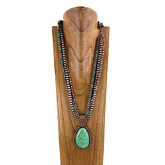 NKS230416-07-10    3 Strings Cooper Color Navajo Pearl Stone Beads with Pear Shape Pendant