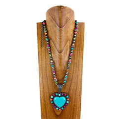 NKS230416-23 -24   Navajo Pearl Multi Color Stone Necklace 26"