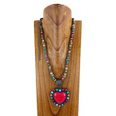 NKS230416-23 -24   Navajo Pearl Multi Color Stone Necklace 26"