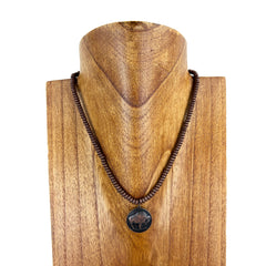 NKS230416-58-59  Navajo Roundell Necklace (17") with Coin Buffallo Pendant
