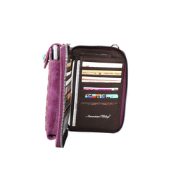 PHD-109 American Bling Embroidered Collection Phone Wallet/Crossbody - Purple