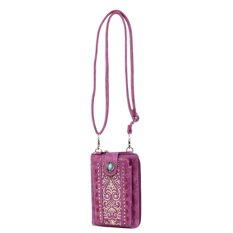 PHD-109 American Bling Embroidered Collection Phone Wallet/Crossbody - Purple