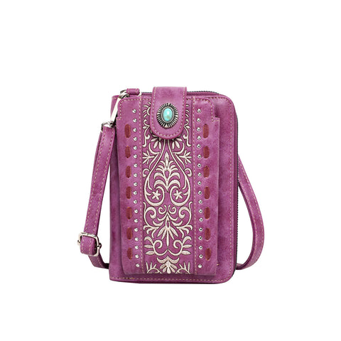 PHD-109 American Bling Embroidered Collection Phone Wallet/Crossbody - Purple