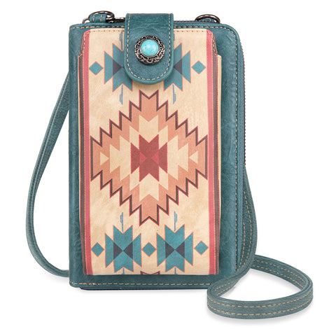 PHD-2013  American Bling Aztec Print  Phone Wallet/Crossbody