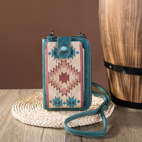 PHD-2013  American Bling Aztec Print  Phone Wallet/Crossbody