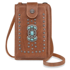 PHD-2019  American Bling Turquoise Stone Concho Phone Wallet/Crossbody